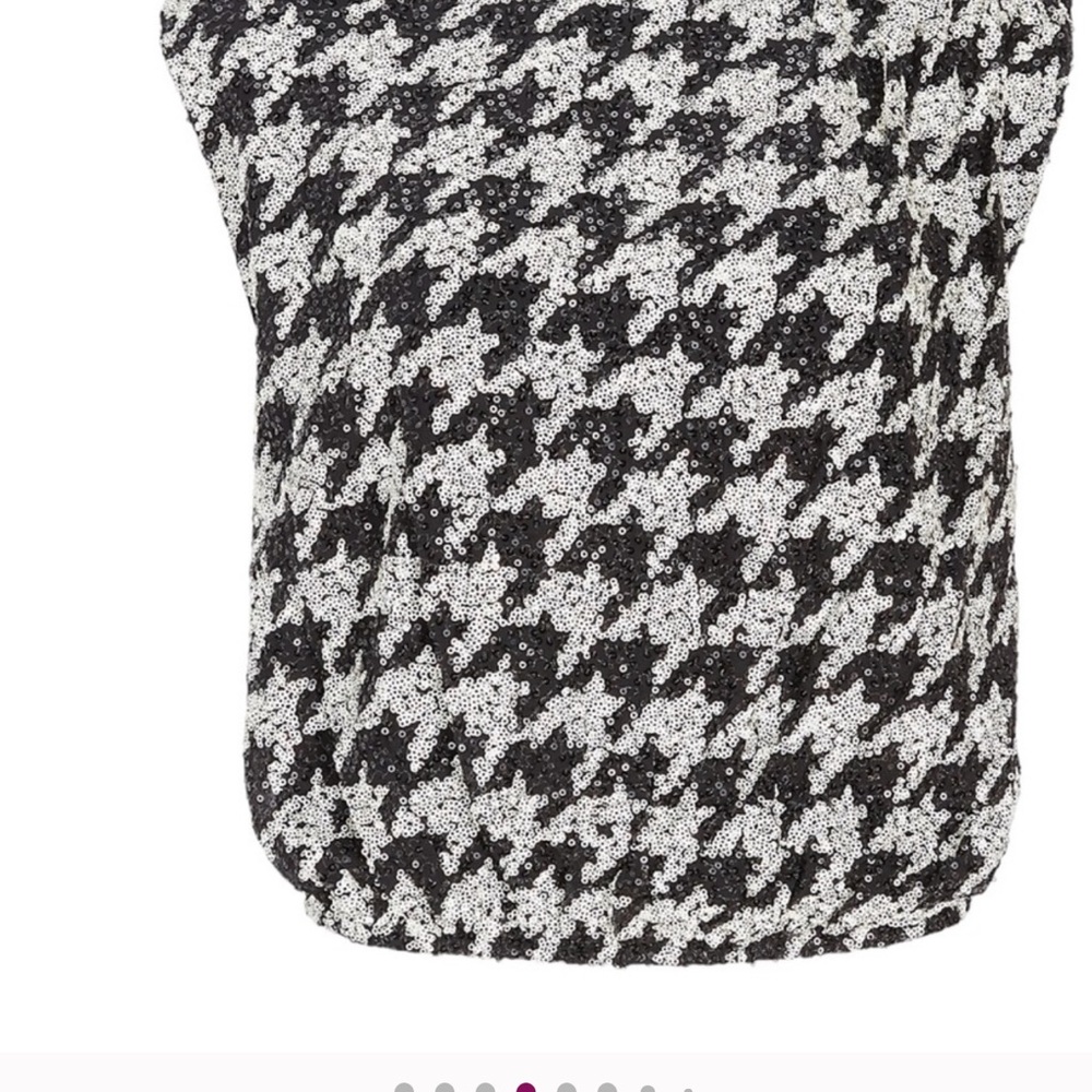 Black and White Sequin Houndstooth Sleeveless Top - Picture 4 of 9